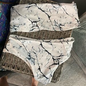 High waist marble bikini